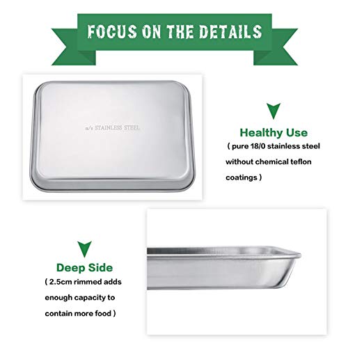 Stainless Steel Baking Tray Set of 2, Baking Sheet Cookie Tray Professional, 40x 30x 2.5 cm, Non Toxic & Healthy, Mirror Finish & Rust Proof, Easy Clean & Dishwasher Safe - Image 4