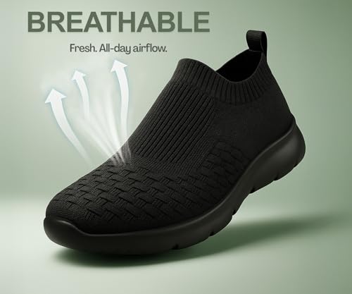 Image of Kraasa Tread Walking Shoes for Men | Knitted Slip-On Sneakers