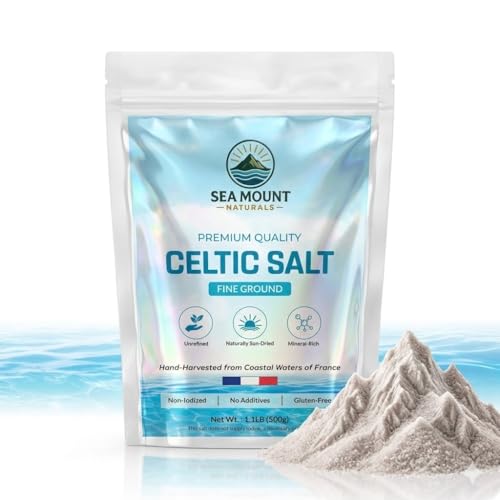 Celtic Salt Fine Ground, 1.1 lb (18oz) - Rich in 82 Essential Minerals I Unrefined French Sea Salt Organic Mineral Salt I 100% Natural & Hand-Harvested Vital Minerals Sal Celtica - Sea Mount Naturals