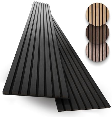 2-Pack Acoustic Wall Panels - Wood Slat Wall Decor - Soundproof P...