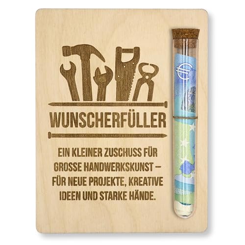ZUKLA Verpackung für Geldgeschenke Handwerker Geschenke - 13 x 10 cm - mit Reagenzglas - Geschenk für Handwerker Männer