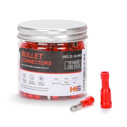 HKS 150PCS (75 Pairs) Red Male &amp; Female Bullet...