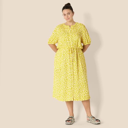 Image of Amazon Essentials Women's Fit and Flare Half-Sleeve Waisted Midi A-Line Dress with Pockets