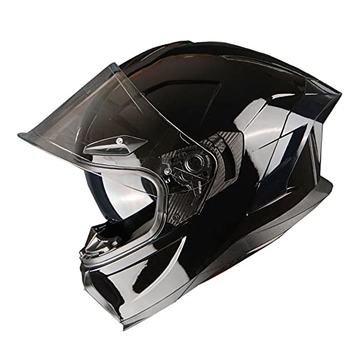 1Storm Motorcycle Full Face Helmet DOT Adults Street Bike Dual Visor Sun Inner Shield Anti Fog Pinlock Shield : Glossy Black