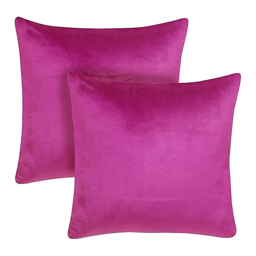 Image of Amazon Brand - Umi Velvet Decorative Cushion Cover 16x16 Inch - Set of 5, Soft Solid Square Throw Pillow Covers for Sofa, Living Room or Home Decor - 40x40 cm in Purple Color