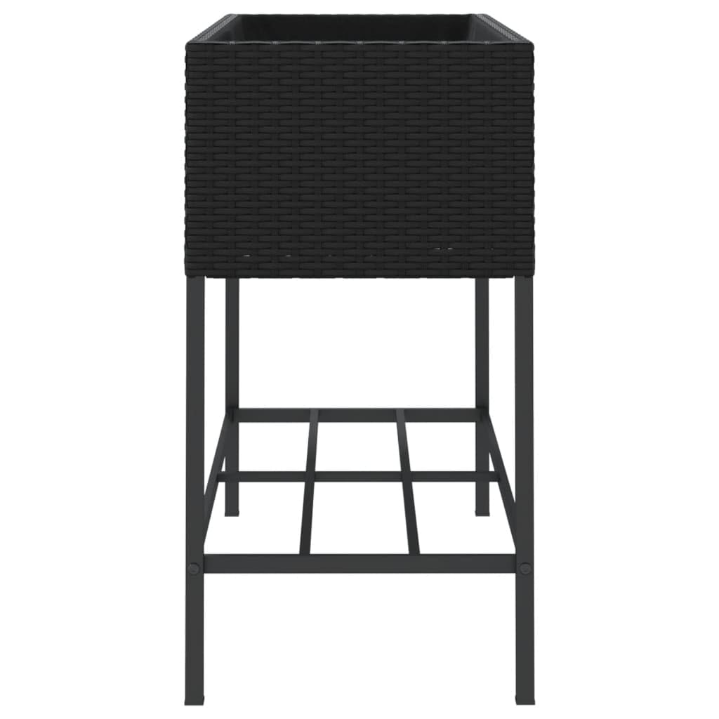 vidaXL Fioriera da Giardino con Ripiano Nera in Polyrattan