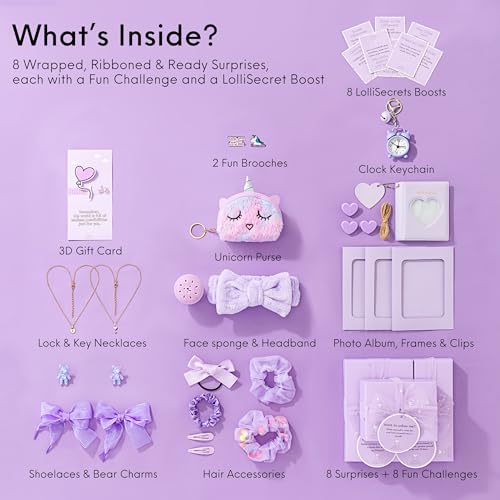 Image of HAPPY LOLLI LolliBox Birthday Gift Set for Tween & Teen Girls Ages 8-15, Ready to Gift, 8 Individually Wrapped Gifts