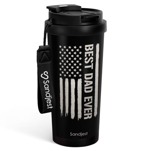 SANDJEST Dad Gift from Son Daughter, Stainless Steel 2-in-1 Lid