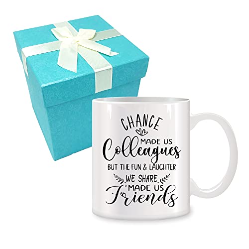 Chance Made Us Colleagues,Regalos de compañero de trabajo para mujeres y hombres,Dejar regalos, regalos de oficina, irse, cumpleaños, amigos de trabajo, divertida taza de café de cerámica de 11 onzas Cover