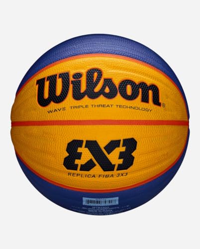 WILSON, Ballon de Basketball FIBA 3x3 Replica, Taille: 6, Bleu/Jaune, Caoutchouc, pour Intérieur et extérieur, WTB0533XB