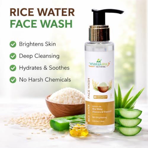 Image of Rice Water Face Wash (100ml) enriched with Rice Water, Aloevera & Vitamin E