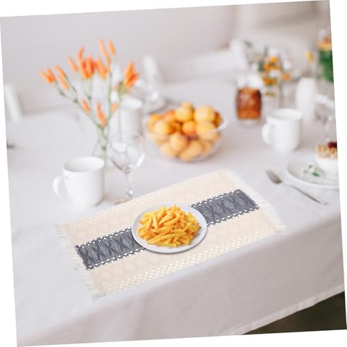 Table Tissés Pompons Rectangulaires Zerodeko : Set de Table Réutilisable - 7