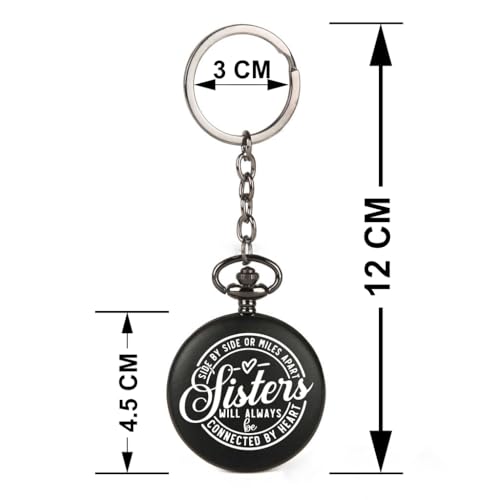 Image of Vintage Gandhi Style Pocket Watch with Engraved Designs & Messages Royal Black Analog for Men Women & Kids Includes Key Ring for car or Bike Keys Ideal Gift