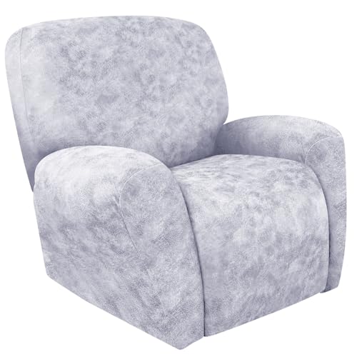 Image of ANARACHON Recliner Chair Covers Leather Look, 4 Pieces Recliner Covers Non Slip, Soft Slipcovers for Large Recliners, Furniture Protector Washable for Pets (1 Seater, 03 Light White)