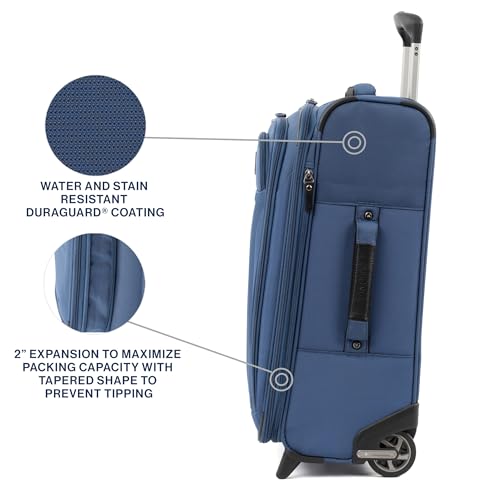 Image of Travelpro Tourlite Softside 22 inch Expandable Carry-On Rollaboard (2-Wheel) Lightweight Luggage, Blue Suitcase