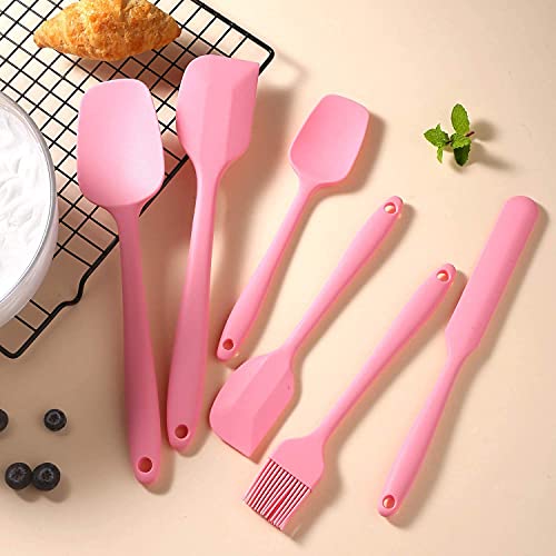 Image of Silicone Spatula Set Silicone Kitchen Utensils Set with Basting Pastry Silicone Brush Heat Resistant Non-Stick, for Cooking Baking Cake Decorating, Rubber Spatula Turner Spoonula, 5 (Pink)