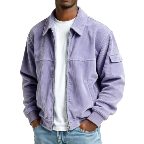 Mens Corduroy Jacket Vintage Long Sleeve Button Down Shirt with Pockets - image 1