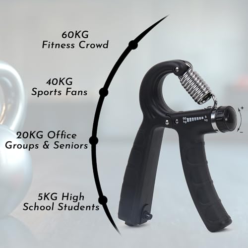 Fitness Mantra® Counter 10KG To 60KG Weight Adjustable Professional Counter Hand Gripper for Men & Women | Counter Hand Grip|Finger Exerciser|Power Gripper|Black Color| 7 41VTXyCOYRL