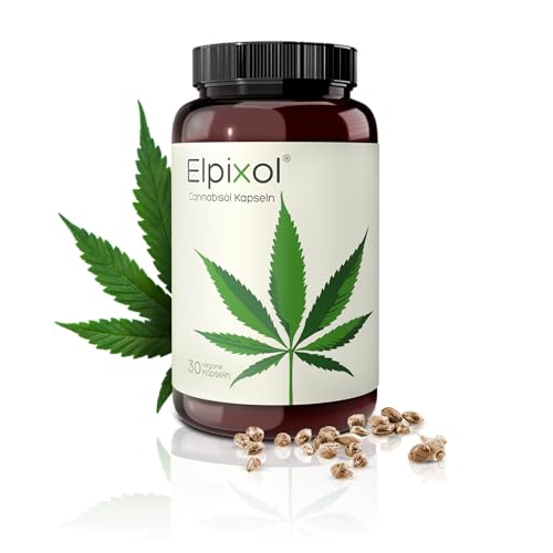 Elpixol® Hanföl Kapseln - Cannabisöl Kapseln hochdosiert mit Omega 3-6-9 (30 Stück) - 100% Hanfsamenöl Nativ und Kaltgepresst - 500mg veganes Cannabis Öl pro Kapsel - Laborgeprüft & Natürlich