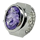 Orologio da , stile punk, vintage, con cinturino elastico, analogico, rotondo, regolabile, con anello meccanico impilabile, ideale per il lavoro e alla , Viola, Refer to description