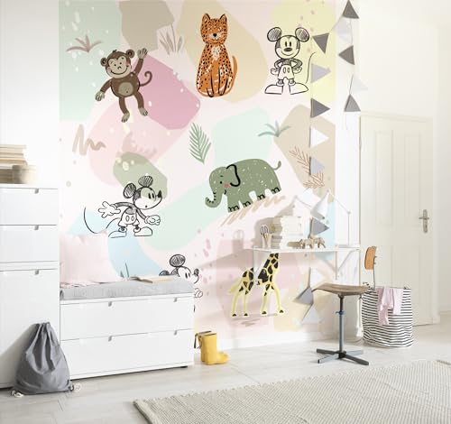 Disney Vlies Fototapete - Mickey Safari - Größe 200 x 250 cm - Kinderzimmer, Tapete, Kindertapete