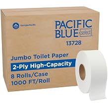 Pacific Blue Select by Georgia-Pacific PRO Jumbo Jr 2-Ply High-Capacity Toilet Paper, White, 1000 Feet Per Roll, 8 Toilet Tissue Rolls Per Case, 13728