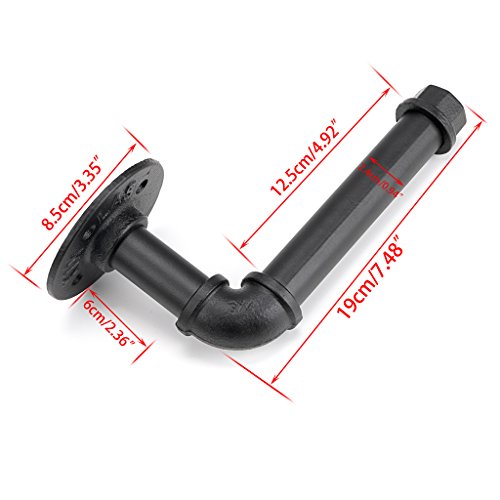 Sumnacon Vintage Style Toilet Paper Holder, Industrial Iron Pipe Roll Tissue Holder Towel Racks With Hardware For Bathroom, Bedroom, Kitchen (Black) #TOP2
