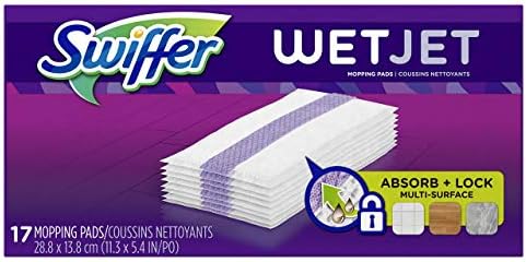 Swiffer Wetjet Hardwood Mop Pad Refills for Floor Mopping and Cleaning, All Purpose Multi Surface Floor Cleaning Product, 17 Count