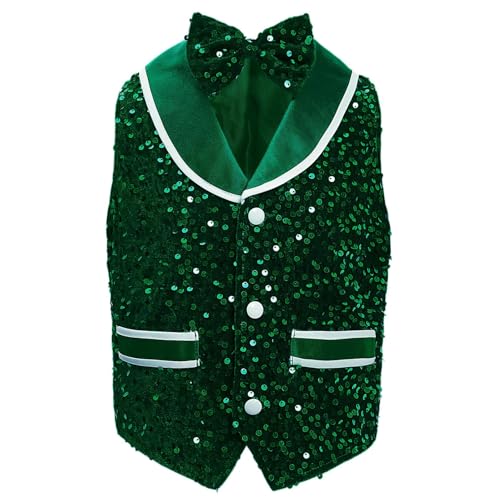 YiZYiF Sequins Waistcoat for Girls Boys Dance Gilets Sleeveless Jacket Choir Hip Hop Jazz Dance Tops2