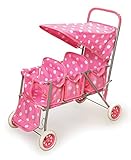 Badger Basket Triple Doll Stroller - Pink Polka Dots (fits American Girl Dolls)
