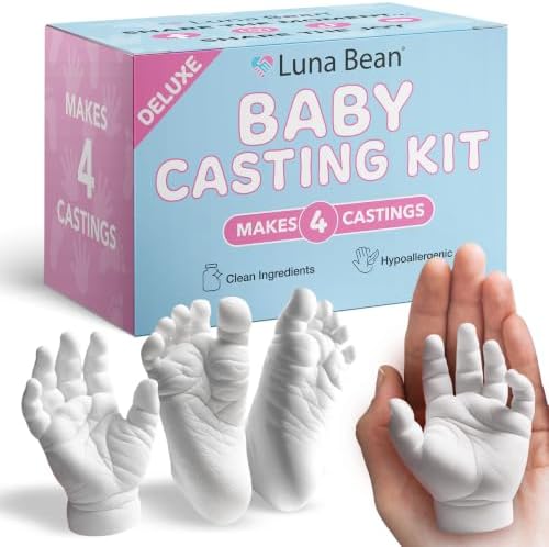 Luna Bean Baby Casting Kit - Hand & Foot Keepsake Mold, 4pc, New Mom Gift