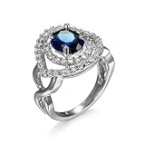 Banemi Bague Fiançailles Femme Bague Fiancaille Argent avec Zircon Bleu Anneau Hypoallergénique Bijoux Fantaisie Femme Bague Taille 54