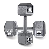 CAP Barbell Cast Iron Solid Hexagon Gray Dumbbells, Strength Training Free Weights Set of 2 for Women and Men, Hand Weights Sold by Pairs, from 1 to 120 LBS, Multi-Select Weight Size Options Available