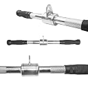 Zipzell™ Sports Straight Tricep Bar with Revolving Rubber Grip Handle, Chrome Steel, Straight Bar LAT Bar Cable Machine Attachment gallery image