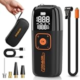 Compresor de Aire Portatil, Inflador Ruedas Coche 150 PSI (10,35 Bar) 5V, Compresor Aire Coche Bicicleta, Batería Recargable con LED, para Coche, Moto, Bicicleta, Pelota