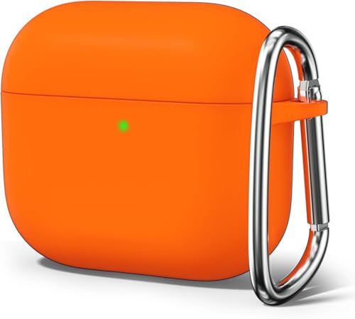 Image of Meyaar for Apple AirPods Pro 3 Case Cover with Keychain, Soft Skin Silicone Case Cover, Full Protective Case Cover Compatible with AirPods Pro (3rd Generation) Case 2025 (Orange)