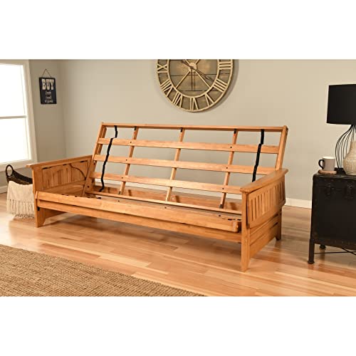 Somette Phoenix Queen-Size Futon Set In Butternut Finish With Faux Leather Mattress Oregon Trail Java Rustic #TOP3