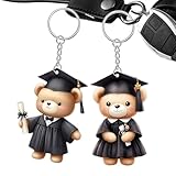[YAVQVIN] Graduation Memorial Ornament - 2-Piece Class Of 2025 Grad Bear Pendant 2D - Decorative Keepsake Ba-g Charm For Students Friends Kindergarten Birthday Boy Bag Girl Graduates