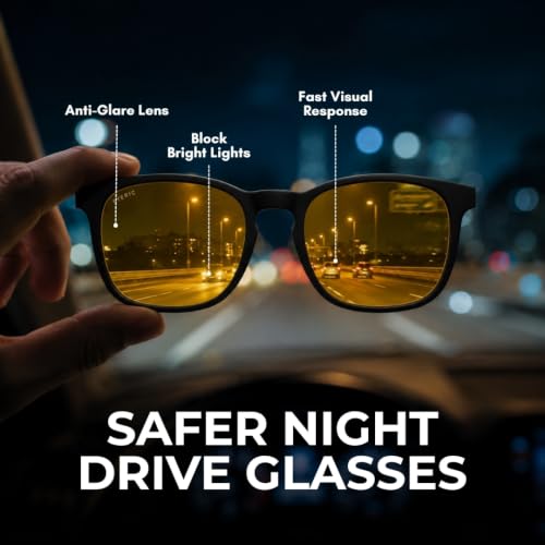 Image of 3 in 1 Clip On Sunglasses for Men & Women | Classic Lightweight Square Frame Zero Power Eyeglasses | Polarized Lens with UV400 | Night Vision Clip On for Driving