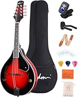 Exquisite Craftsmanship - Made of quality maple wood with popular blueburst color, shiny finish. 8-string traditional A-style Mandolin that can produce ethereal and crisp sound, while it is light-weighted. Easy to Play - Right-hand design, smooth and...
