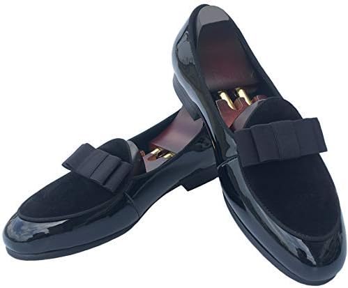 JustarMen's Leather Loafers Belgian Tuxedo Dress Shoes Slip-On Formal Prom Penny Loafers Banquet Flats