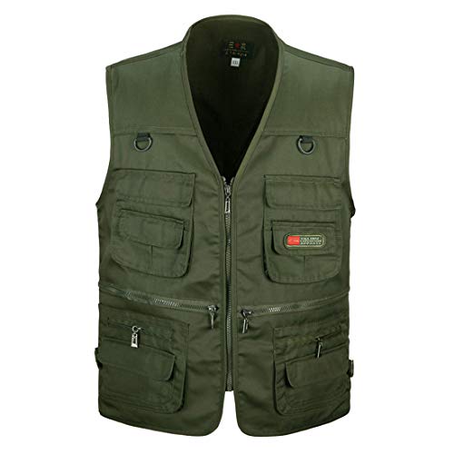 TeamWorld Giubbino da Lavoro Smanicato Uomo Gilet, 2019 Giubbotto Giubbino dell'Esercito Giacche Gilet Maschile Multi Tasca con Zip Caccia Viaggio Pesca All'aperto