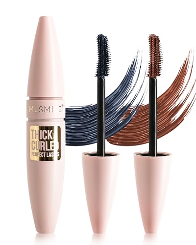 Grey + Brown Waterproof Mascara Lashes Extension Mascara with Dual-Sided Brush Great for Lengthening and Volumizing Eyelashes Colored Tube Mscara Fiber No Clumping Long Lasting Smudge-Proof -B