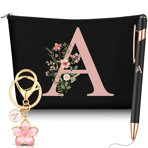 Hestya Lot de 3 Cadeaux pour Femmes, Lettre A, Noir, Métal