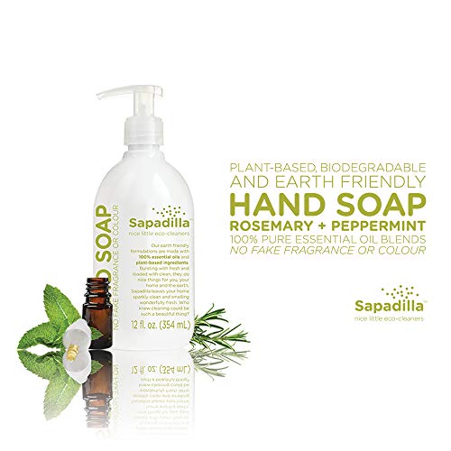 Sapadilla Rosemary + Peppermint Biodegradable Liquid Hand Soap Pump, 12 Ounce, (Pack Of 2) #TOP2