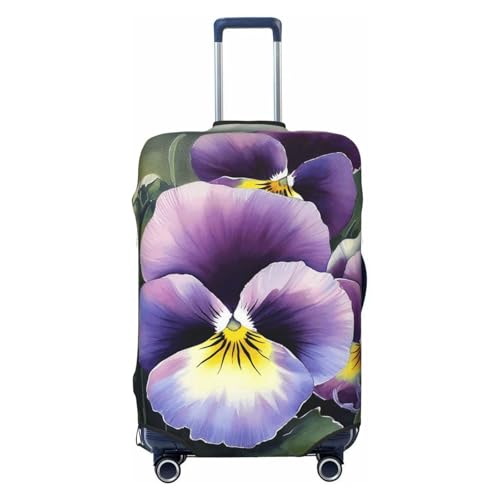 Travel Luggage Cover Pansy Perfection Suitcase Protector Elastic Washable Stretch Suitcase Protector Anti-Scratch Travel Suitcase Cover Fit 18-32 Inch Luggage