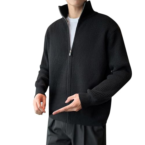 Cárdigan de punto blanco para hombre en talla XL con cuello alto y cremallera 4