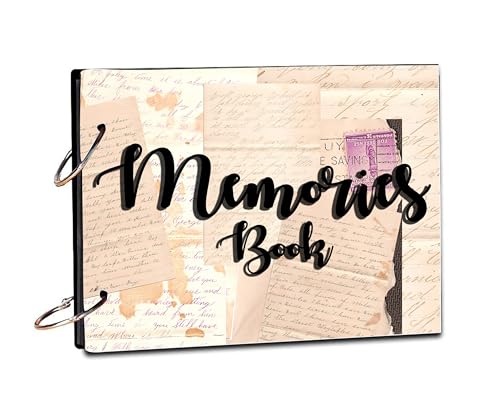 Image of Memories Book Wooden Photo Album Scrapbook | 40 A5 Black Pages | 8x6 Inches | Love Memory Book for Birthday, Anniversary, Couple, Scrapbooking & Gifting