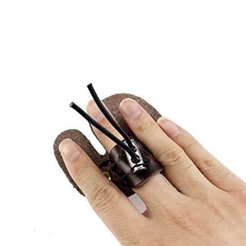 Miokun 2 Pack Leather Archery Finger Tabs, Adjustable Finger Guard Protective Gear,Right Hand #TOP5