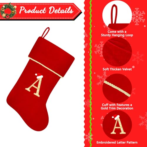 image for Subyan 20 Inches Initial Monogram Green Christmas Stocking, Personaliz